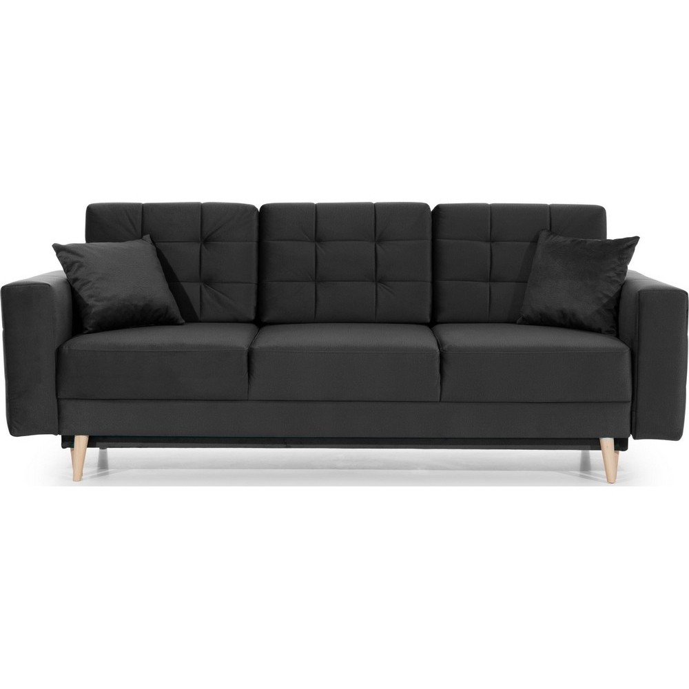 Canapé 3 places convertible - en tissu de qualité, gris foncé, ASVENA VELOURS Canapé 3 places convertible - en tissu de qualité, gris foncé, ASVENA VELOURS