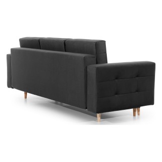 Canapé 3 places convertible - en tissu de qualité, gris foncé, ASVENA VELOURS