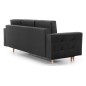 Canapé 3 places convertible - en tissu de qualité, gris foncé, ASVENA VELOURS Canapé 3 places convertible - en tissu de qualité, gris foncé, ASVENA VELOURS