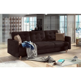 Canapé 3 places convertible - en tissu de qualité marron, ASVENA VELOURS