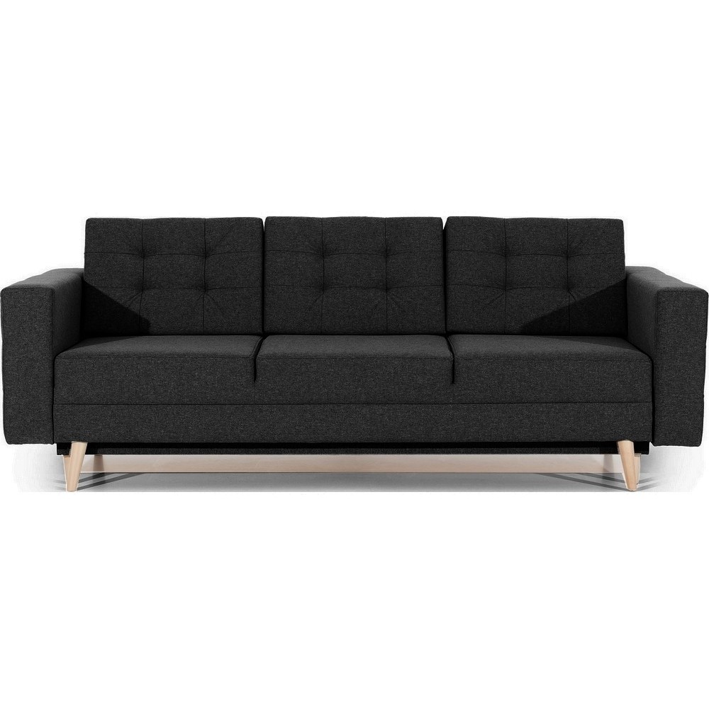 Canapé 3 places convertible - en tissu de qualité noir, ASVENA Canapé 3 places convertible - en tissu de qualité noir, ASVENA