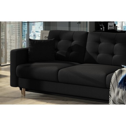 Canapé 3 places convertible - en tissu de qualité noir, ASVENA