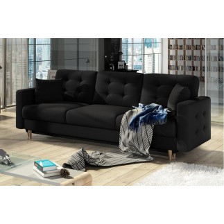 Canapé 3 places convertible - en tissu de qualité noir, ASVENA