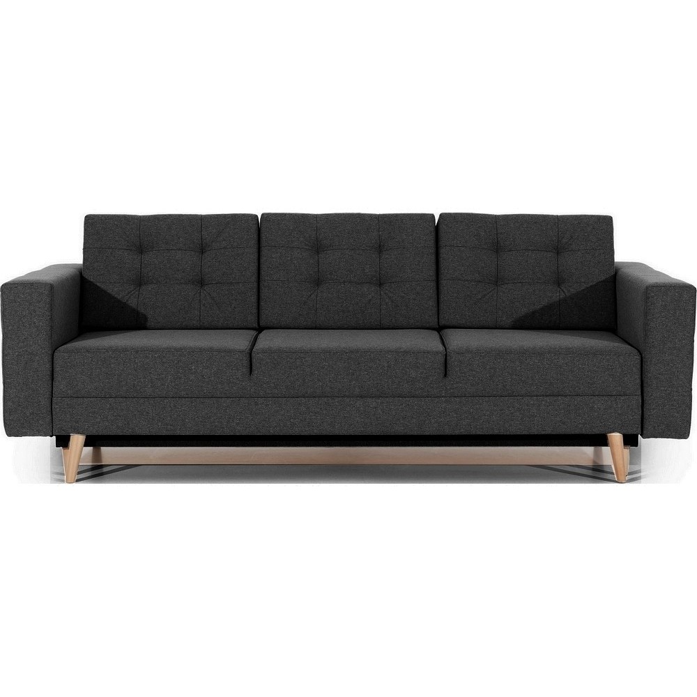 Canapé 3 places convertible - en tissu de qualité gris foncé, ASVENA Canapé 3 places convertible - en tissu de qualité gris foncé, ASVENA