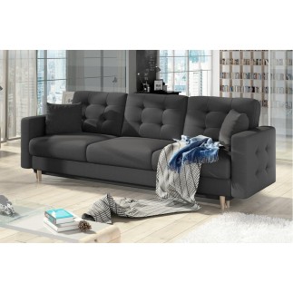 Canapé 3 places convertible - en tissu de qualité gris foncé, ASVENA