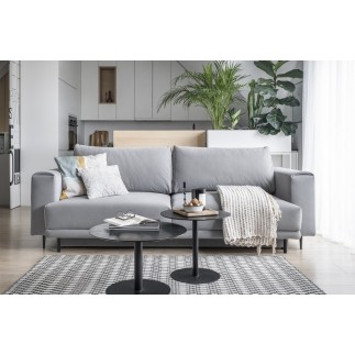 Canapé 3/4 places convertible et espace de rangement, Gris, en velours de qualité, DANY