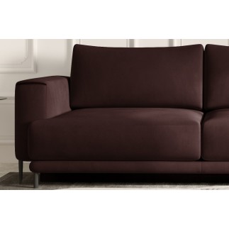 Canapé 3/4 places convertible et espace de rangement, marron, en velours de qualité, DANY