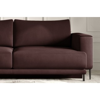 Canapé 3/4 places convertible et espace de rangement, marron, en velours de qualité, DANY