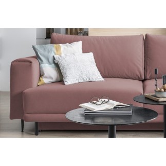 Canapé 3/4 places convertible et espace de rangement - rose - en velours de qualité, DANY