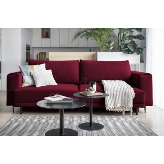 Canapé 3/4 places convertible et espace de rangement - Rouge - en velours de qualité, DANY, Rouge foncé