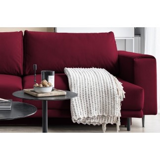 Canapé 3/4 places convertible et espace de rangement - Rouge - en velours de qualité, DANY