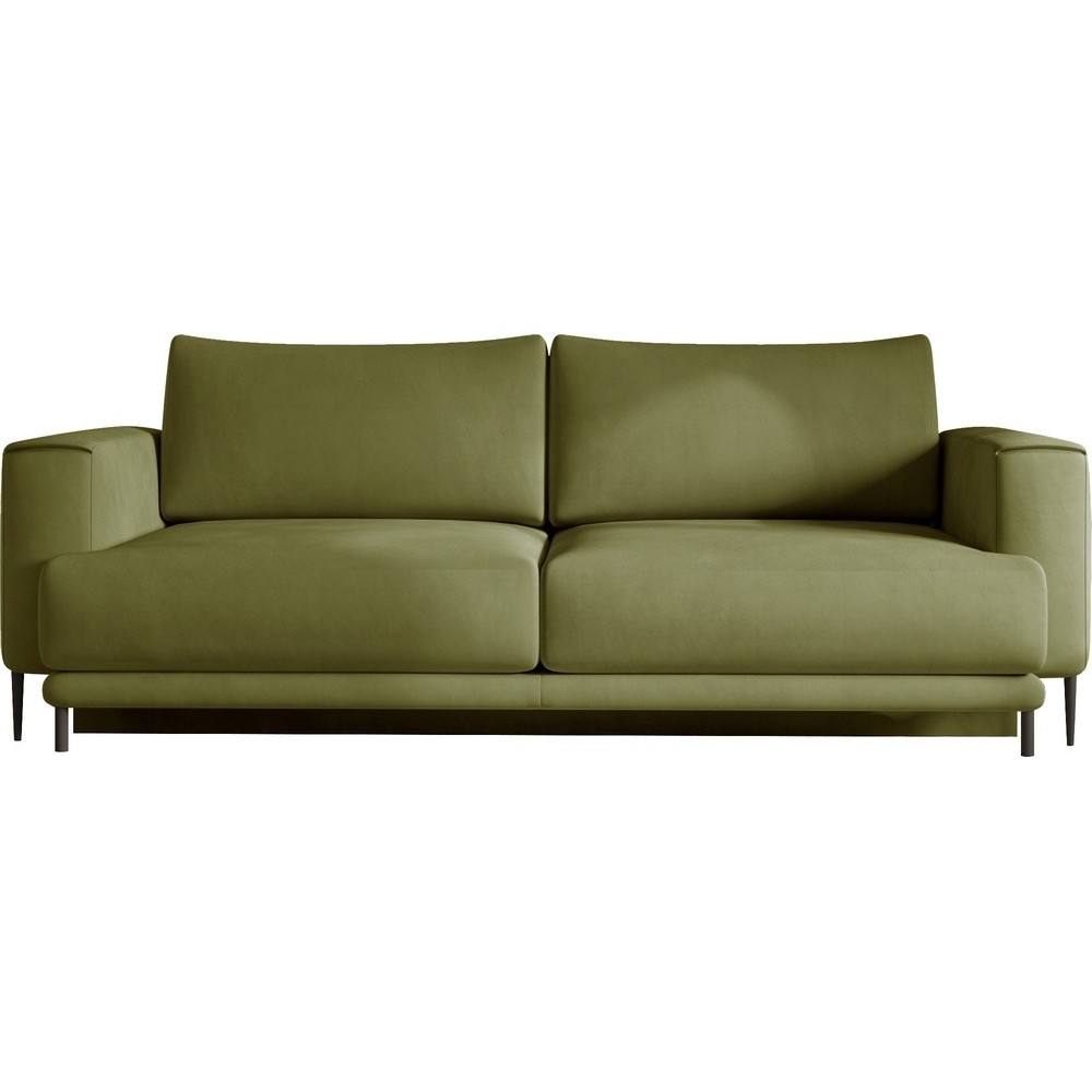 Canapé 3/4 places convertible et espace de rangement - vert olive - en velours de qualité, DANY Canapé 3/4 places convertible et espace de rangement - vert olive - en velours de qualité, DANY