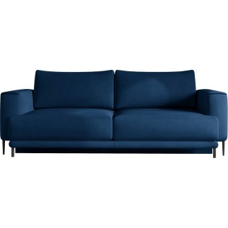 Canapé 3/4 places convertible et espace de rangement - bleu - en velours de qualité, DANY