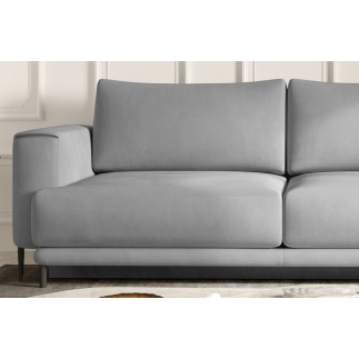 Canapé 3/4 places convertible et espace de rangement - gris - en velours de qualité, DANY