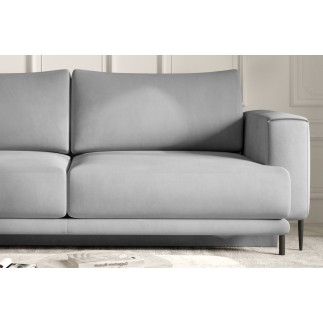 Canapé 3/4 places convertible et espace de rangement - gris - en velours de qualité, DANY