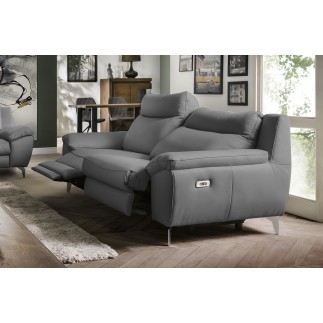 1er paiement de la commande: Canapé taille 3 places avec 2 relax en 100% tout cuir épais de luxe italien avec 2 relax électrique
