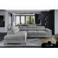 - Canapé d'angle convertible - LARRY VELOURS Luxe, 5 places, gris , angle gauche (vu de face) - Canapé d'angle convertible - LARRY VELOURS Luxe, 5 places, gris , angle gauche (vu de face)