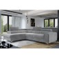 - Canapé d'angle convertible - LARRY VELOURS Luxe, 5 places, gris , angle gauche (vu de face) - Canapé d'angle convertible - LARRY VELOURS Luxe, 5 places, gris , angle gauche (vu de face)