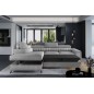 - Canapé d'angle convertible - LARRY VELOURS Luxe, 5 places, gris , angle gauche (vu de face) - Canapé d'angle convertible - LARRY VELOURS Luxe, 5 places, gris , angle gauche (vu de face)