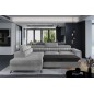 - Canapé d'angle convertible - LARRY VELOURS Luxe, 5 places, gris , angle gauche (vu de face) - Canapé d'angle convertible - LARRY VELOURS Luxe, 5 places, gris , angle gauche (vu de face)