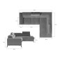 - Canapé d'angle convertible - LARRY VELOURS Luxe, 5 places, gris , angle gauche (vu de face) - Canapé d'angle convertible - LARRY VELOURS Luxe, 5 places, gris , angle gauche (vu de face)