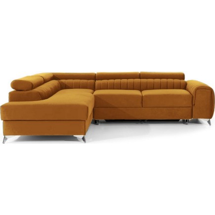 Canapé d'angle convertible - LARRY VELOURS Luxe, bronze, 5 places, angle gauche (vu de face)