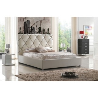 Lit en cuir italien de luxe ENJOY, blanc, 160x200