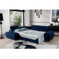 Canapé d'angle convertible - LARRY VELOURS Luxe bleu, 5 places, angle gauche (vu de face) Canapé d'angle convertible - LARRY VELOURS Luxe bleu, 5 places, angle gauche (vu de face)