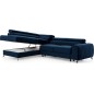 Canapé d'angle convertible - LARRY VELOURS Luxe bleu, 5 places, angle gauche (vu de face) Canapé d'angle convertible - LARRY VELOURS Luxe bleu, 5 places, angle gauche (vu de face)