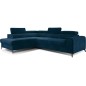 Canapé d'angle convertible - LARRY VELOURS Luxe bleu, 5 places, angle gauche (vu de face) Canapé d'angle convertible - LARRY VELOURS Luxe bleu, 5 places, angle gauche (vu de face)
