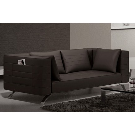 Canapé 3 places en cuir italien MELBOURNE, noir