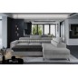 Canapé d'angle convertible - LARRY VELOURS Luxe, 5 places, gris , angle droit (vu de face) Canapé d'angle convertible - LARRY VELOURS Luxe, 5 places, gris , angle droit (vu de face)
