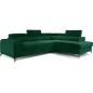 Canapé d'angle convertible - LARRY VELOURS Luxe vert, 5 places, angle droit (vu de face) Canapé d'angle convertible - LARRY VELOURS Luxe vert, 5 places, angle droit (vu de face)