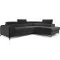 Canapé d'angle convertible - LARRY VELOURS Luxe gris foncé, 5 places, angle droit (vu de face) Canapé d'angle convertible - LARRY VELOURS Luxe gris foncé, 5 places, angle droit (vu de face)