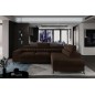 Canapé d'angle convertible - LARRY VELOURS Luxe marron, 5 places, angle droit (vu de face) Canapé d'angle convertible - LARRY VELOURS Luxe marron, 5 places, angle droit (vu de face)