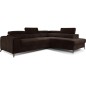 Canapé d'angle convertible - LARRY VELOURS Luxe marron, 5 places, angle droit (vu de face) Canapé d'angle convertible - LARRY VELOURS Luxe marron, 5 places, angle droit (vu de face)