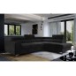 Canapé d'angle convertible - LARRY VELOURS Luxe, 5 places, noir , angle droit (vu de face) Canapé d'angle convertible - LARRY VELOURS Luxe, 5 places, noir , angle droit (vu de face)