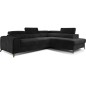 Canapé d'angle convertible - LARRY VELOURS Luxe, 5 places, noir , angle droit (vu de face) Canapé d'angle convertible - LARRY VELOURS Luxe, 5 places, noir , angle droit (vu de face)