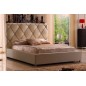 Lit en cuir italien de luxe ENJOY, beige liseret chocolat, 180x200 Lit en cuir italien de luxe ENJOY, beige liseret chocolat, 180x200