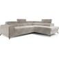 Canapé d'angle convertible - LARRY VELOURS - en velours Luxe, 5 places, beige, angle droit (vu de face) Canapé d'angle convertible - LARRY VELOURS - en velours Luxe, 5 places, beige, angle droit (vu de face)