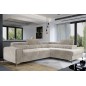 Canapé d'angle convertible - LARRY VELOURS - en velours Luxe, 5 places, beige, angle droit (vu de face) Canapé d'angle convertible - LARRY VELOURS - en velours Luxe, 5 places, beige, angle droit (vu de face)