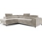 - Canapé d'angle convertible - LARRY VELOURS - en velours Luxe, 5 places, beige, angle gauche (vu de face) - Canapé d'angle convertible - LARRY VELOURS - en velours Luxe, 5 places, beige, angle gauche (vu de face)