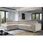 - Canapé d'angle convertible - LARRY VELOURS - en velours Luxe, 5 places, beige, angle gauche (vu de face) - Canapé d'angle convertible - LARRY VELOURS - en velours Luxe, 5 places, beige, angle gauche (vu de face)