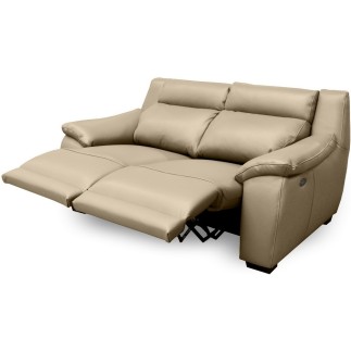Canapé 2 places avec 2 relax en 100% tout cuir épais luxe italien - 2 relax électriques, beige. BERN