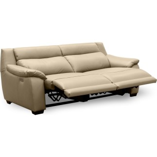 Canapé 3 places avec 2 relax en 100% tout cuir épais luxe italien - 2 relax électriques, beige. BERN
