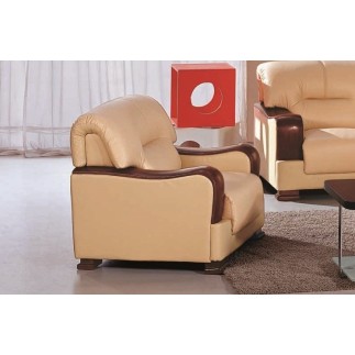 Fauteuil 1 place en cuir italien VIERI, beige