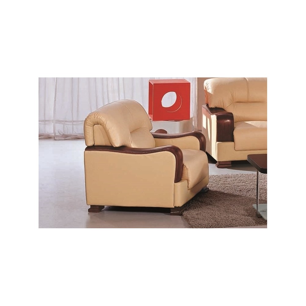 Fauteuil 1 place en cuir italien VIERI, beige