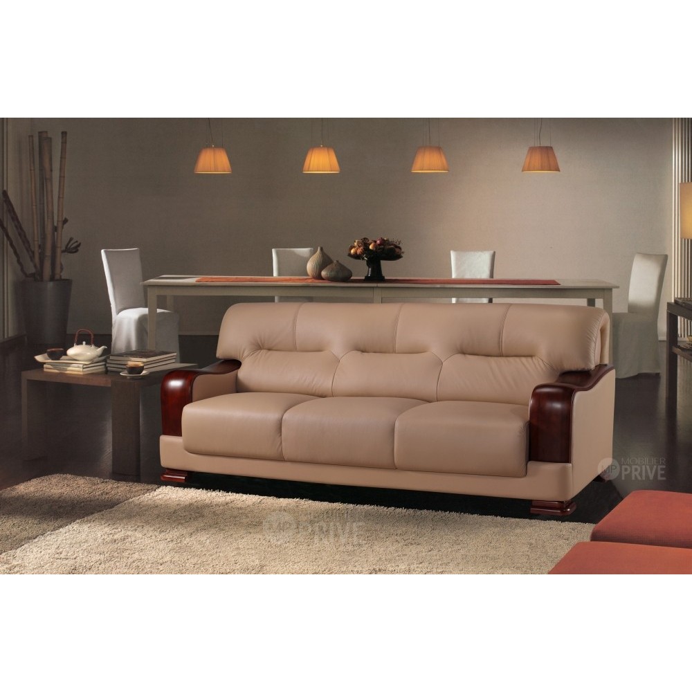 Canapé 3 places en cuir italien VIERI, beige Canapé 3 places en cuir italien VIERI, beige