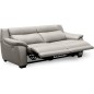 Canapé 3 places avec 2 relax en 100% tout cuir épais luxe italien - 2 relax électriques, gris clair. BERN