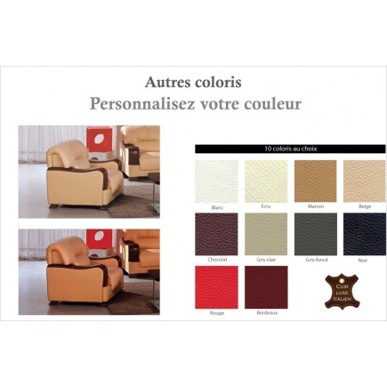 Fauteuil 1 place en cuir italien VIERI, personnalisé